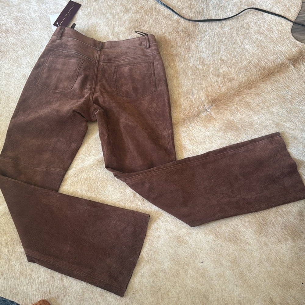 Brown genuine suede leather pants new with tags by Margaret Godfrey size 6 - Picture 16 of 16